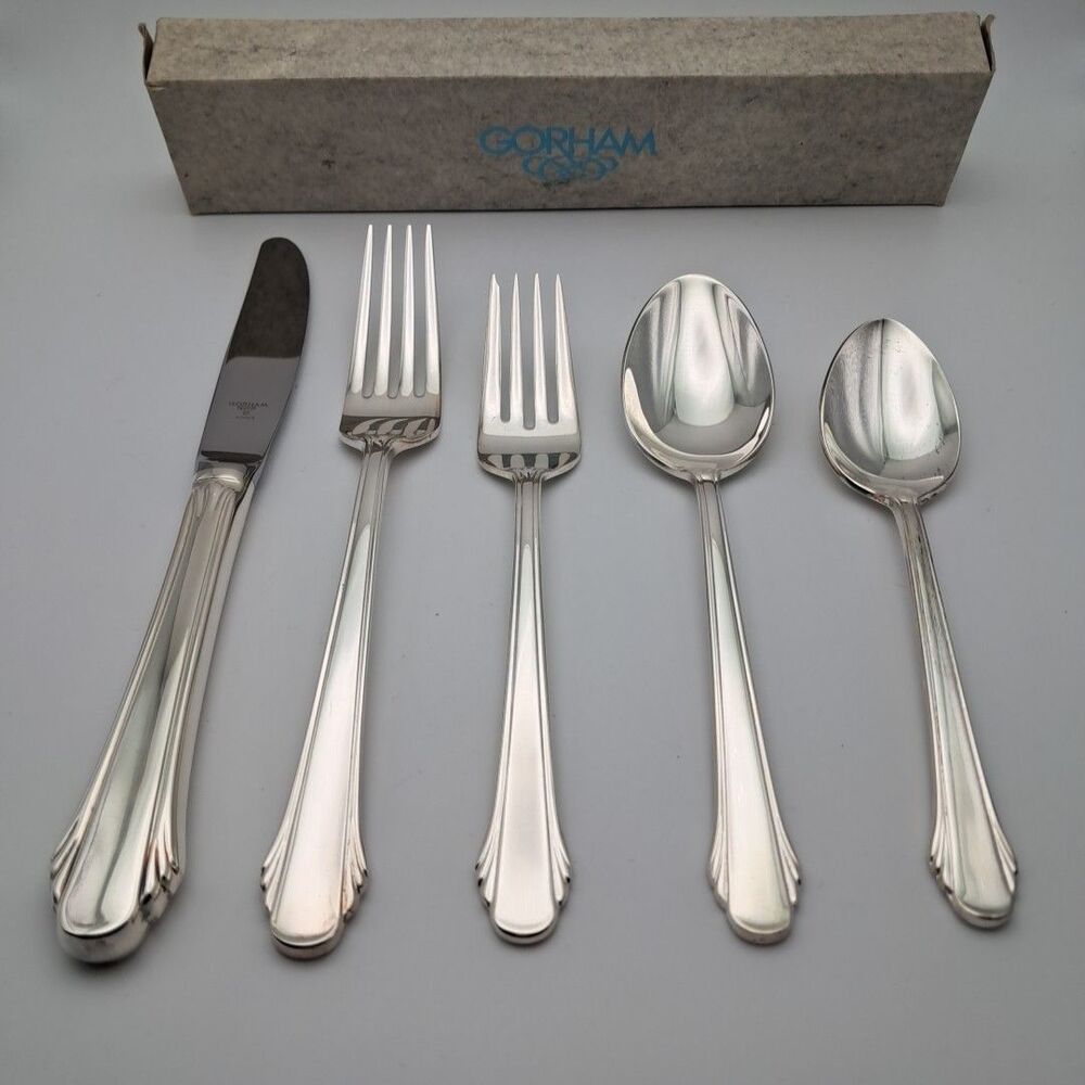 Gorham Calais SILVERPLATED 5 Piece Place Set Flatware Korea New In Box Rare